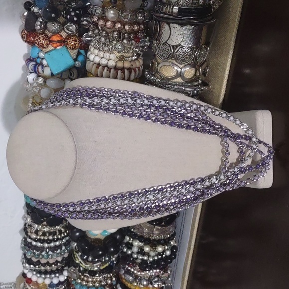 Coldwater Creek Jewelry - 656 Coldwater Creek Women's Silver Chain Purple Beaded Necklace